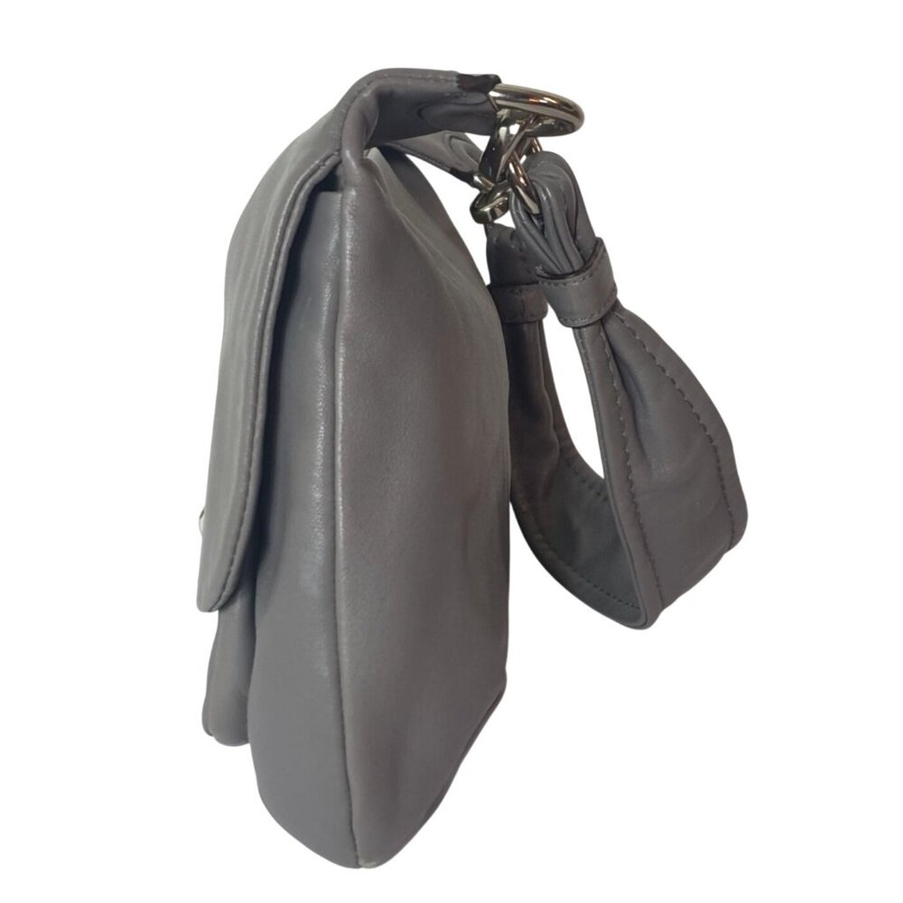 COACH Kristin Grey Leather Hobo B1169- 16931 Hippie Shoulder Purse Bag Blue Silk - Picture 6 of 8